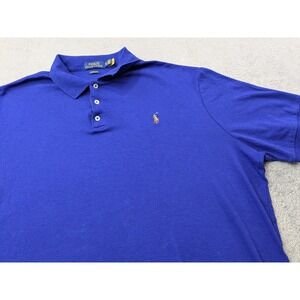 Polo Ralph Lauren Mens XL Blue Classic Fit Short Sleeve Polo Shirt Flesh Pony